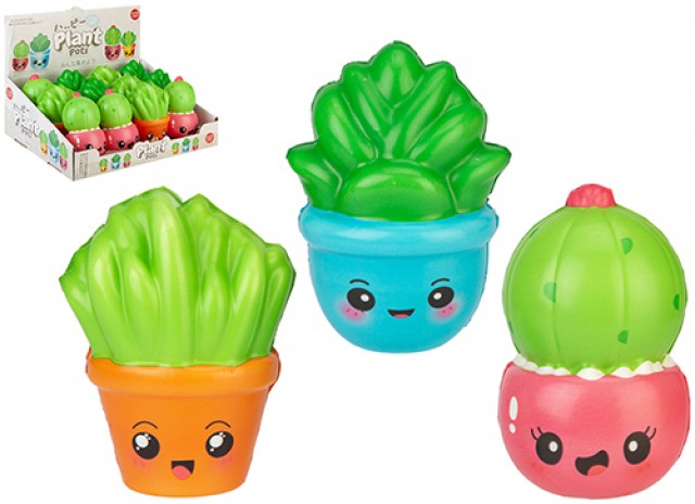 SQUISHY POTTED PLANT Piantine Squishy 12cm in PU Slow Rise (Ricrescita Lenta) In espo da 12pz 3ass…x12…x96